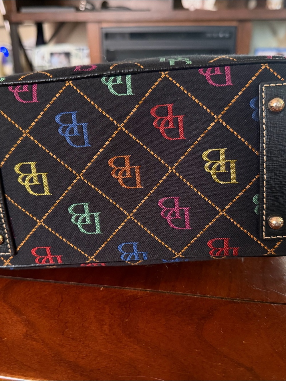 Dooney & Bourke Black Multicolor Logo Dome Satchel - Picture 5 of 9